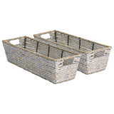Dii Seagrass Bin Metallic Silver Trapezoid (Set Of 2)
