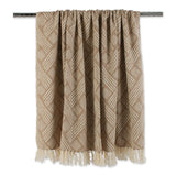 Dii Basketweave Woven Throw, 50X60 With 3 Fringe, Stone, 1 Piece
