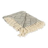 Dii Basketweave Woven Throw, 50X60 With 3 Fringe, Gray, 1 Piece