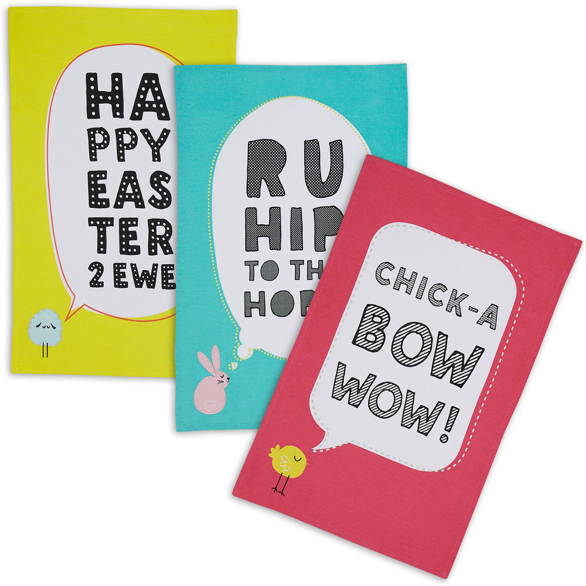 Dii Easter Animals Dishtowel Set, 18X28'', 3 Piece
