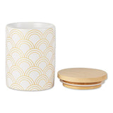 Dii White And Gold Mixed Print Ceramic Canister 3 Piece