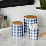 Dii Blue Buffalo Check Ceramic Canister (Set Of 3)