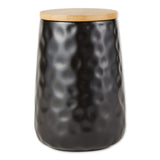Dii Black Matte Dimple Texture Ceramic Canister (Set Of 2)