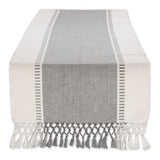 Cool Gray Dobby Stripe Ribbed Table Runner 13X72