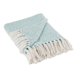 Aqua X-Diamond Geometric Throw