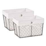 Medium Vintage Grey Chicken Wire Bleached White Liner Basket Set/2