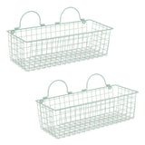 Medium Aqua Wire Wall Basket Set/2