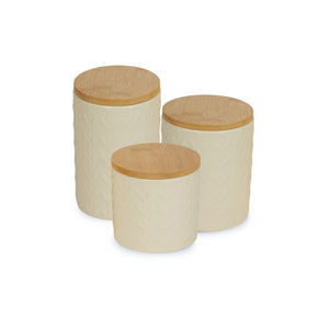 Antique White Matte Retro Vine Texture Ceramic Canister Set/3