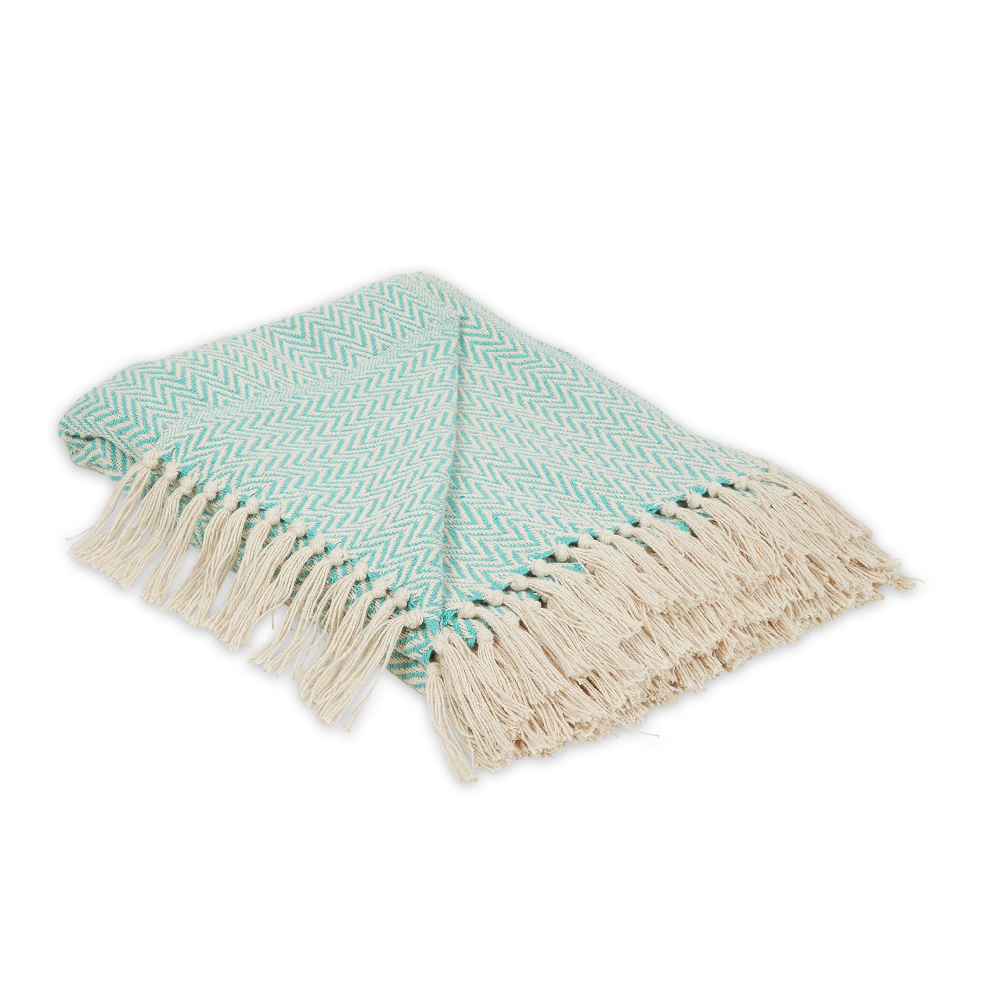 Aqua Handloom Chevron Throw