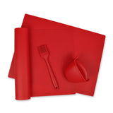 Red 4-Piece Kitchen Baking Set - To Include 2 Silicone Baking Mats, One Oven Gripper And One Basting Brush. Silicone Is Heat Re