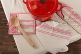 Dii Red French Stripe Woven Dishtowel (Set Of 3)