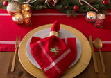 Dii Red Embroidered Mistletoe Corner With Border Napkin (Set Of 6)