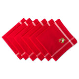 Dii Red Embroidered Mistletoe Corner With Border Napkin (Set Of 6)