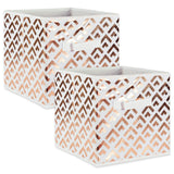 Dii Nonwoven Polyester Cube Double Diamond White/Copper Square (Set Of 2)