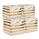 Dii Nonwoven Polyester Cube Stripe White/Gold Square (Set Of 4)