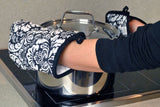 Dii Black Damask Oven Mitt & Potholder Set