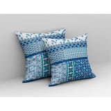 Flower Castle Patchwork Broadcloth Indoor Outdoor Pillow, Zippered, Bluegray