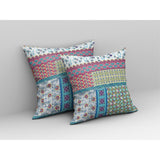 Flower Castle Patchwork Broadcloth Indoor Outdoor Pillow, Zippered, Whiteyellow