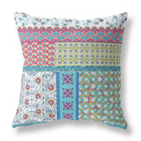 Flower Castle Patchwork Broadcloth Indoor Outdoor Pillow, Zippered, Whiteyellow