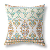Nandini Flowers Broadcloth Indoor Outdoor Pillow, Zippered, Whiteblue