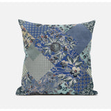 Arizona Floral Patches Suede Blown And Closed Pillow By Amrita Sen In Grey Pink