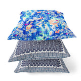 Sea Garden Rose Suede Blown And Closed Pillow By Amrita Sen In Light Green Magenta