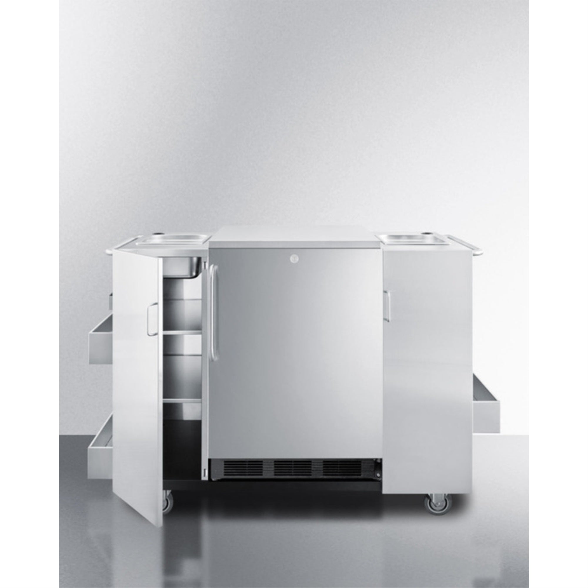 Outdoor Serving Cart With Space For 24 Wide Refrigerator