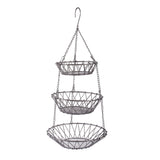 Dii 3 Tier Hanging Fruit Basket Satin Nickel