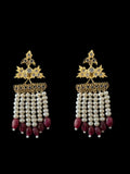 DER804 Grape earrings in fresh water pearls and ruby beads ( READY TO SHIP )