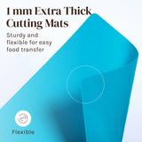 Small Extra Thick Flexible Plastic Cutting Board Mats With Food Icons & "EZ-Grip" Waffle Back (Set of 4) - Small Chopping Board Set