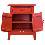 Sunset Trading Cottage Solid Wood Zen End Table | Distressed Red Nightstand | Fully Assembled Accent Cabinet