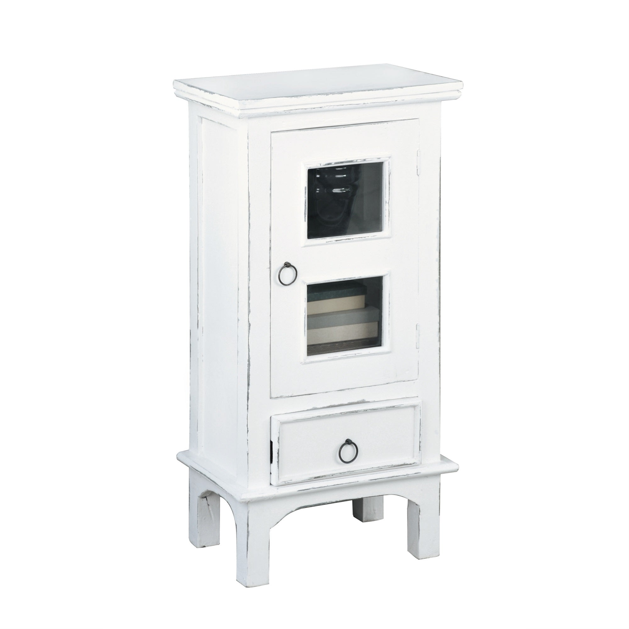 Sunset Trading Cottage One Door End Table | Drawer | Nightstand | Distressed White