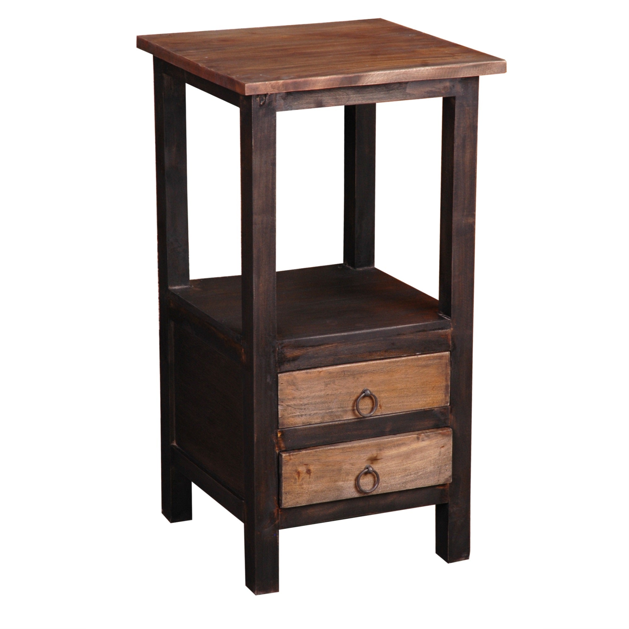 Sunset Trading Cottage Two Drawer End Table | Distressed Black And Brown