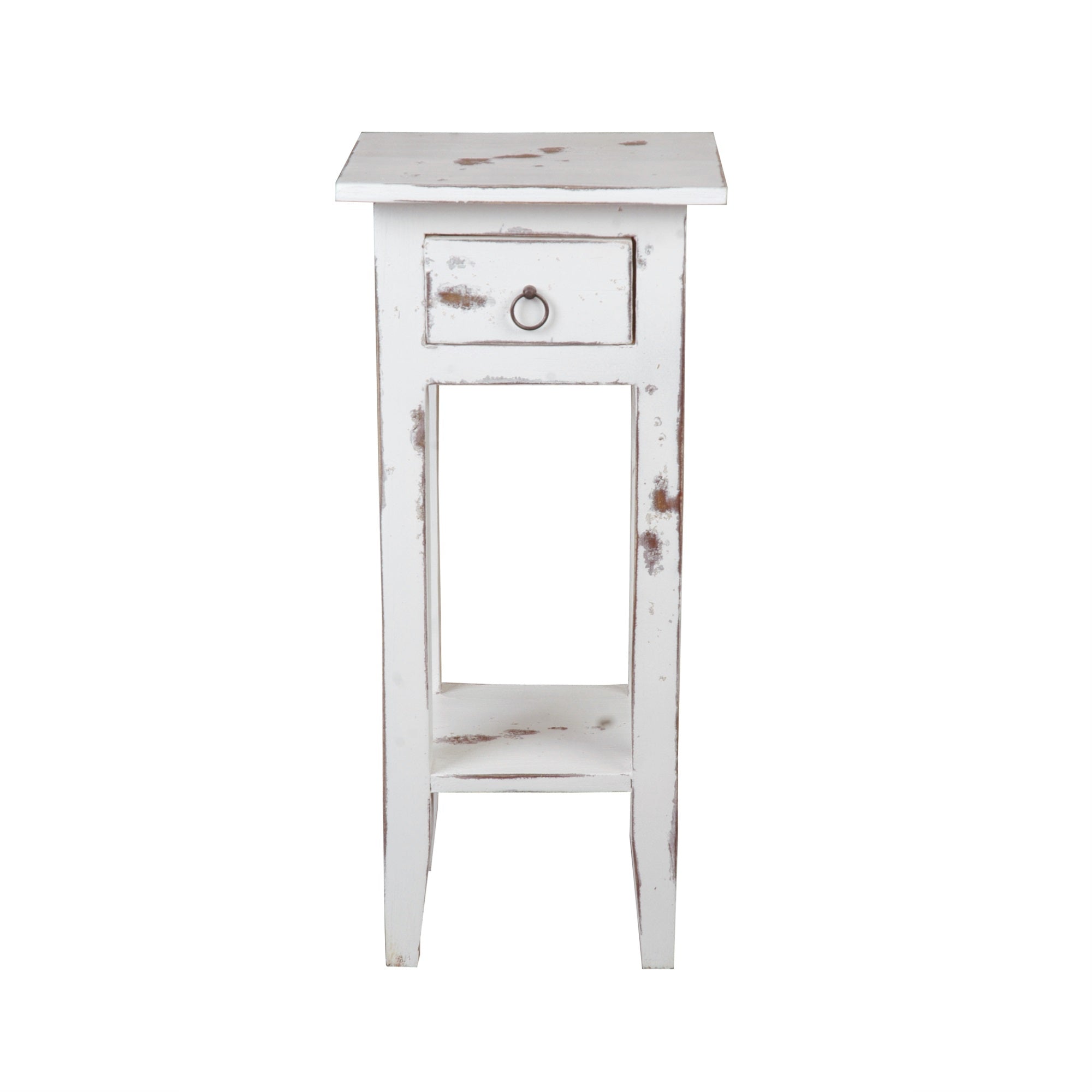 Sunset Trading Cottage Narrow Side Table | Heavy Distressed | White Washed