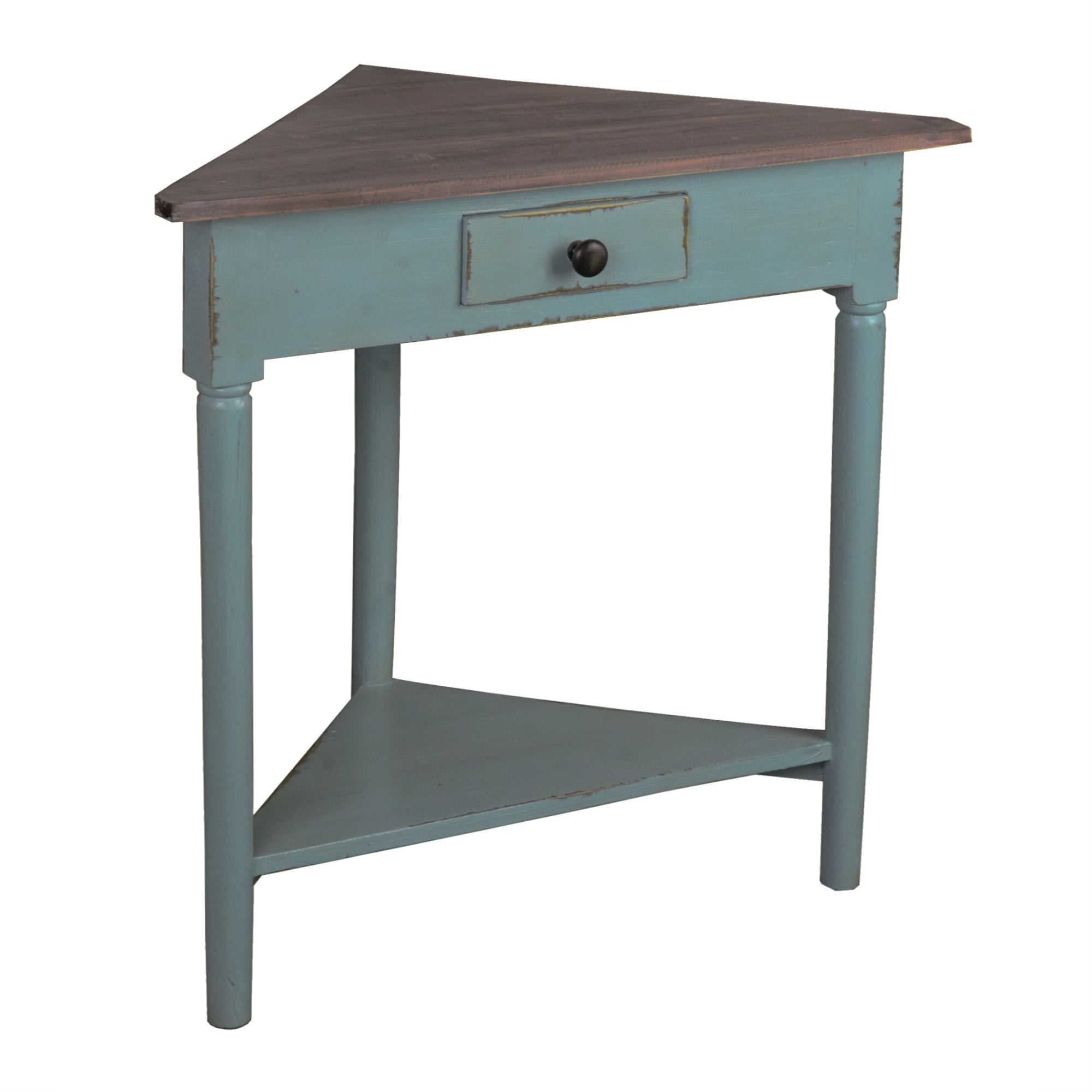 Sunset Trading Cottage Corner Table | Distressed | Beach Blue | Raftwood