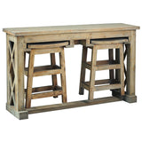 Sunset Trading Cottage 60 Rectangular Narrow Counter Height 3 Piece Dining Table Set With Backless Barstools | Sofa Console Wi