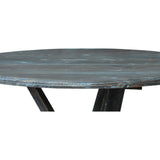 Sunset Trading Cottage Round Boat Oar Accent Table | Distressed Brown And Blue