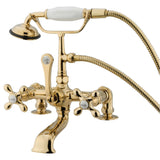 Kingston Brass CC209T2 Vintage 7Inch Deck Mount Clawfoot Tub Faucet with Hand Shower, Polished Brass
