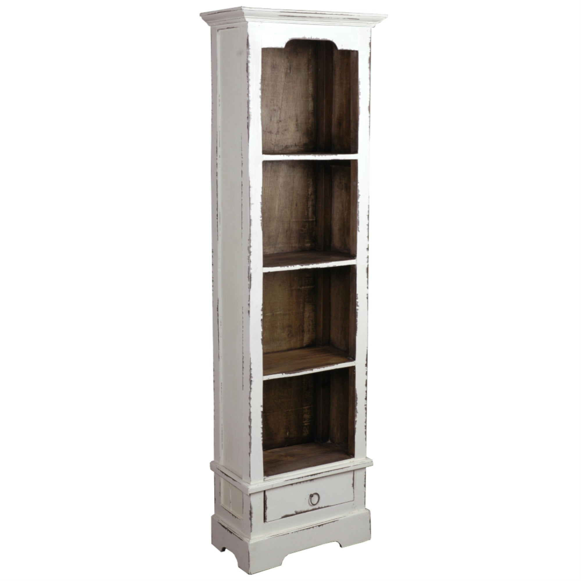 Sunset Trading Cottage Narrow Bookcase | Distressed White