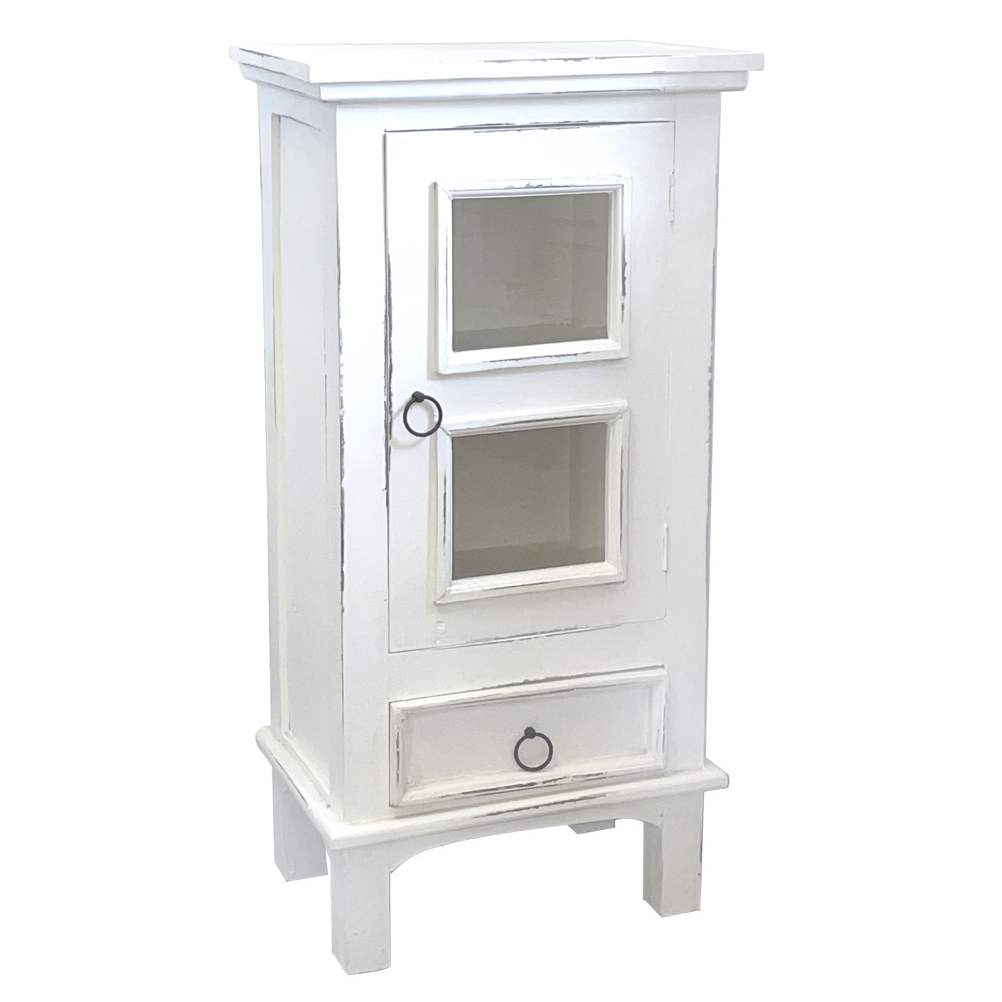 Sunset Trading Cottage One Door End Table | Drawer | Nightstand | Distressed White