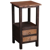 Sunset Trading Cottage Two Drawer End Table | Distressed Black And Brown