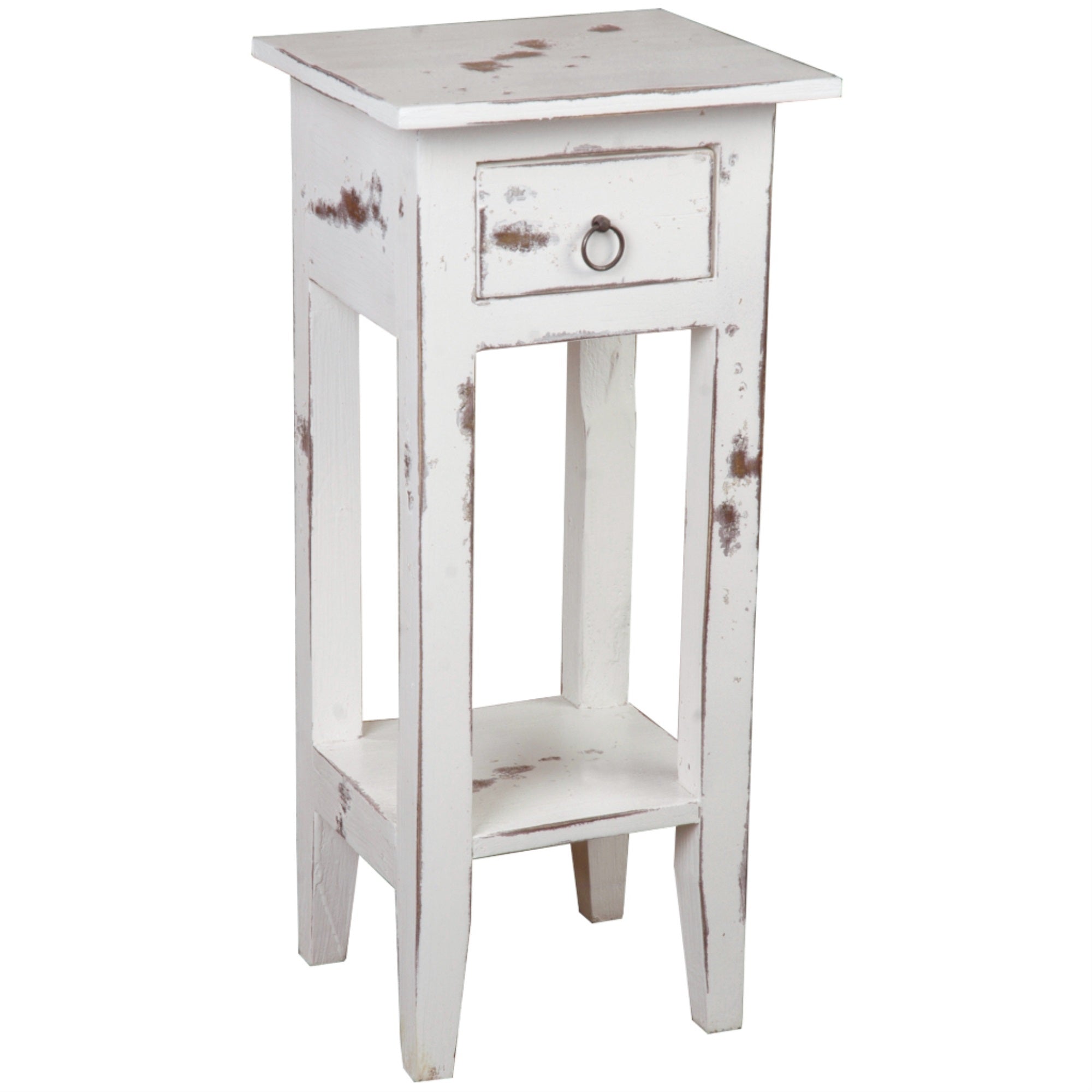 Sunset Trading Cottage Narrow Side Table | Heavy Distressed | White Washed