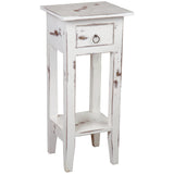 Sunset Trading Cottage Narrow Side Table | Heavy Distressed | White Washed