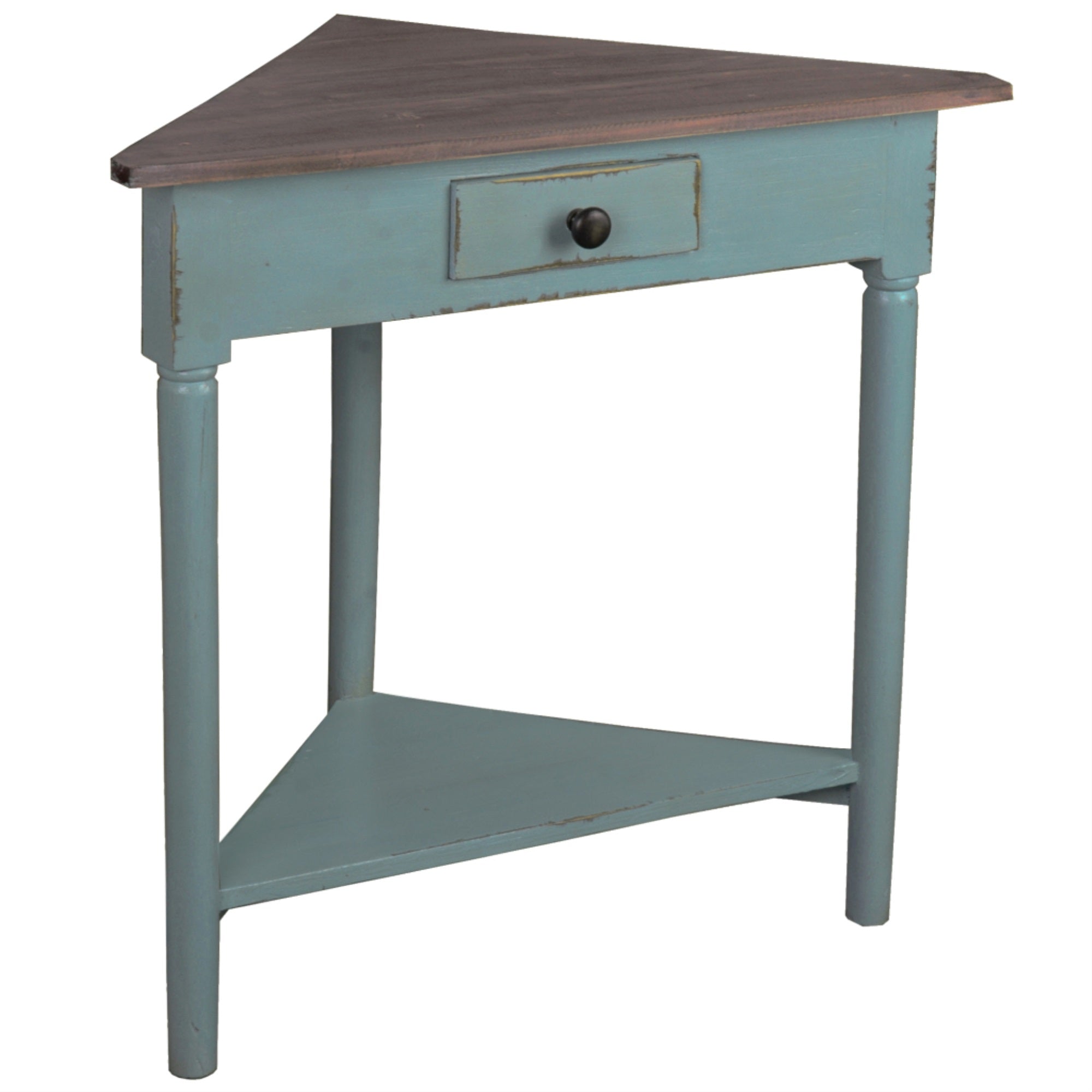 Sunset Trading Cottage Corner Table | Distressed | Beach Blue | Raftwood
