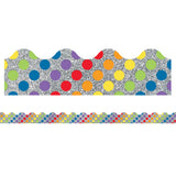 Sparkle + Shine Rainbow Dots on Glitter Scalloped Border, 39