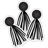 Simply Stylish Black & White Tassels Cut-Outs, Pack of 36