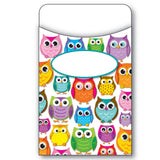 Colorful Owls Library Pockets, Grades PK-12