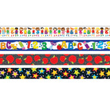 Back to School Straight Border Set: Stars, Kids, School Fun, Apples