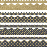 Sparkle + Shine Gold Scalloped Borders Set, 4 Assorted Black & Gold Sets