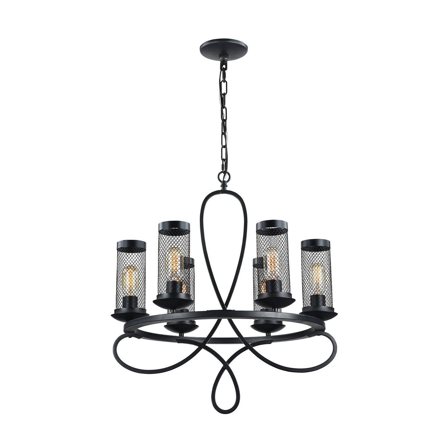 6Lt Pendant Lamp - Finish Rustic Black